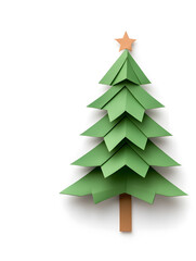 Obraz premium Origami paper Christmas fir tree isolated on white background isolated on white
