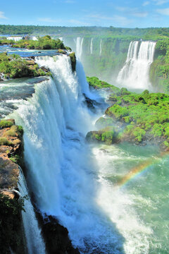 Iguaz&uacute; Falls  waterfalls on the Iguazu River on the border of the Argentine and  Brazil