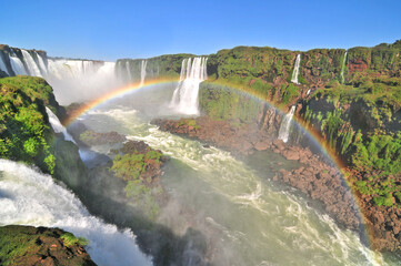 Iguaz&uacute; Falls  waterfalls on the Iguazu River on the border of the Argentine and  Brazil