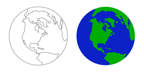 earth globe sketch. world planet map icon vector illustration