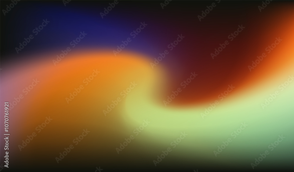 Poster blurred gradient swirl in shades of purple, orange and yellow, creating a flowing and dynamic sense 