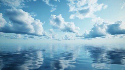 Obraz premium A tranquil sky with soft clouds reflecting on calm waters during a serene afternoon by the coast