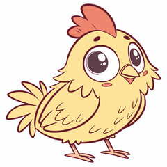 Cute cartoon chick with big eyes. Vector isolated on white