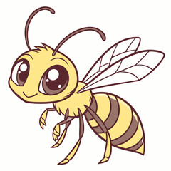 Cute cartoon wasp. Vector isolated on white