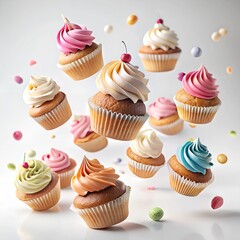 cupcakes with whipped cream and sprinkles