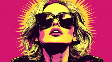 Retro Pop Art Woman Sunglasses Summer Fashion Illustration