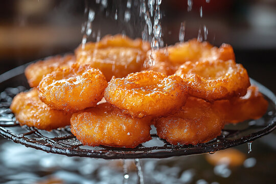 a Bahian acaraj fritter being fried.