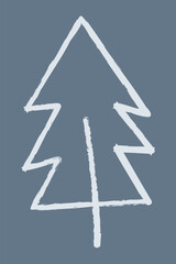 Contour Christmas tree color. Doodle clipart illustration.