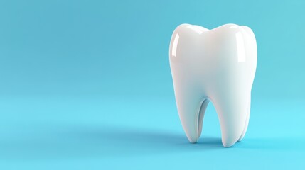 Shiny White Tooth on a Blue Background