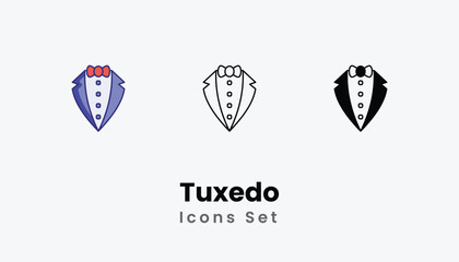 Tuxedo Icons thin line and glyph vector icon stock illustration