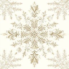 beige floral damask pattern with intricate symmetrical design,  for luxurious commercial wallpaper and background, timeless and classic aesthetic.