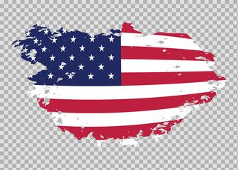 Stroke brush textured flag of United States on isolated background
