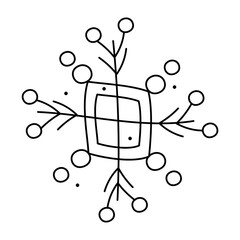 Snowflake with two quadrilateral. Vector black and white clipart illustration.