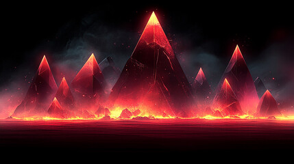 Abstract low-poly geometric pattern in dark and vibrant red shades, evoking modern design and energy. Perfect for backgrounds, branding, and digital projects emphasizing boldness and sophistication