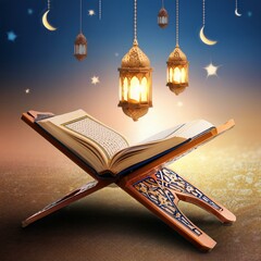 Al-Quran Photo and Ramadan Islamic Background AI Image