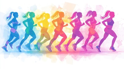 Vibrant energy in group dance class with rainbow silhouettes for creative inspiration