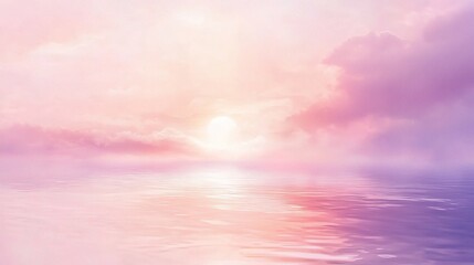 Obraz premium Serene Sunset Over Calm Waters in Soft Pastel Hues