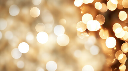 Obraz premium beautiful bokeh background with golden and white lights creating festive atmosphere. Perfect for celebrations and New Year themes