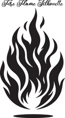 A bold fire flame silhouette with sharp, dancing shapes, capturing intense energy and heat in outline.