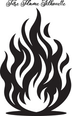 A bold fire flame silhouette with sharp, dancing shapes, capturing intense energy and heat in outline.