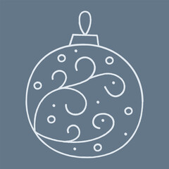 Doodle Christmas ball with abstract pattern and circles. Color clipart illustration.