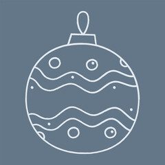Christmas ball with a pattern of wavy lines and circles. Doodle color clipart illustration.
