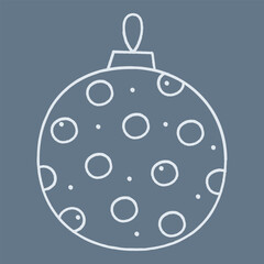 Christmas ball with circle pattern in doodle style. Color clipart illustration.