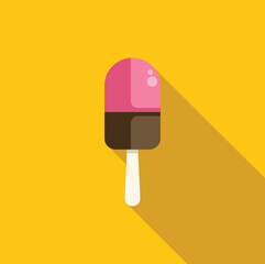 Refreshing ice cream bar on a stick, a perfect treat for a hot summer day, isolated on a vibrant yellow background