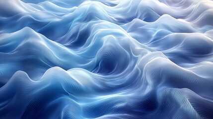 Fototapeta premium Fluid Blue and White Wave Patterns - Abstract 3D Background with Dynamic Interlocking Design