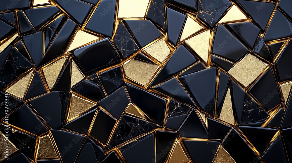 Poster textured gold and black abstract shapes
