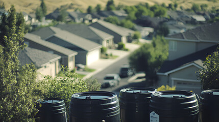 Suburban People Collecting Rainwater: A Showcase of Eco-Friendly Living and Sustainability