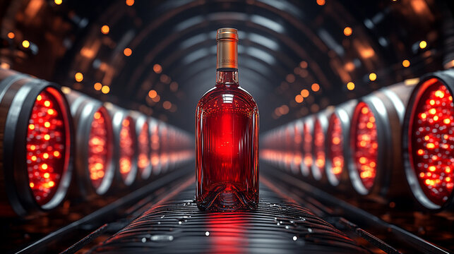 Dimly lit wine cellar filled with rustic wooden shelves holding an array of vintage wine bottles. The warm ambiance and organized chaos evoke a sense of tradition, luxury, and history