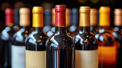 Dimly lit wine cellar filled with rustic wooden shelves holding an array of vintage wine bottles. The warm ambiance and organized chaos evoke a sense of tradition, luxury, and history