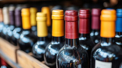 Dimly lit wine cellar filled with rustic wooden shelves holding an array of vintage wine bottles. The warm ambiance and organized chaos evoke a sense of tradition, luxury, and history