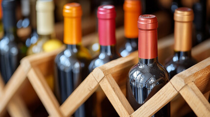 Dimly lit wine cellar filled with rustic wooden shelves holding an array of vintage wine bottles. The warm ambiance and organized chaos evoke a sense of tradition, luxury, and history
