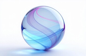 Obraz premium Transparent glass sphere with blue lines on white background