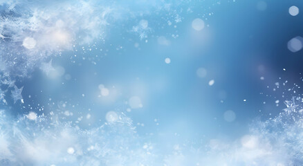 Fototapeta premium A soft, dreamy blue background with bokeh effects, ideal for winter-themed designs.
