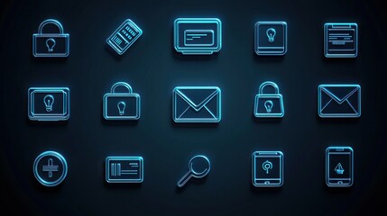 Fototapeta premium The future of secure finance with digital wallet and authentication icons in holographic design