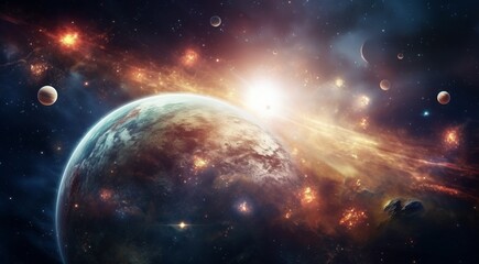 Naklejka premium planets in the spache, planets in the dark