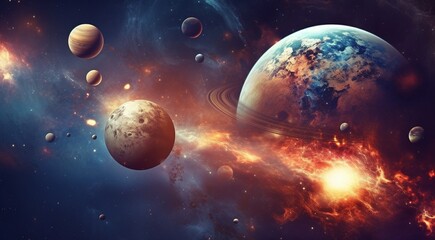 Obraz premium planets in the spache, planets in the dark