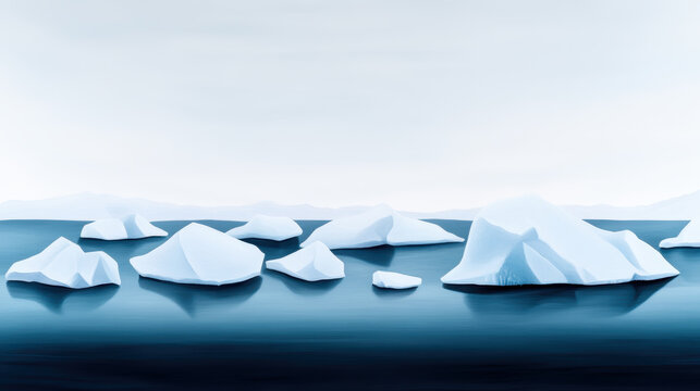 serene view of icy textures and floating icebergs in calm water