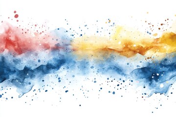 Abstract Watercolor Painting with Red, Yellow, and Blue Hues