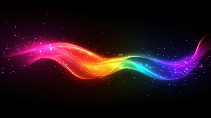 Obraz premium Abstract light spectrum design with flowing neon energy in rainbow colors, clean white backdrop.