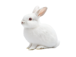 White rabbit on transparent background, Cute white rabbit PNG image