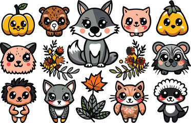 Animals and plants clipart vector