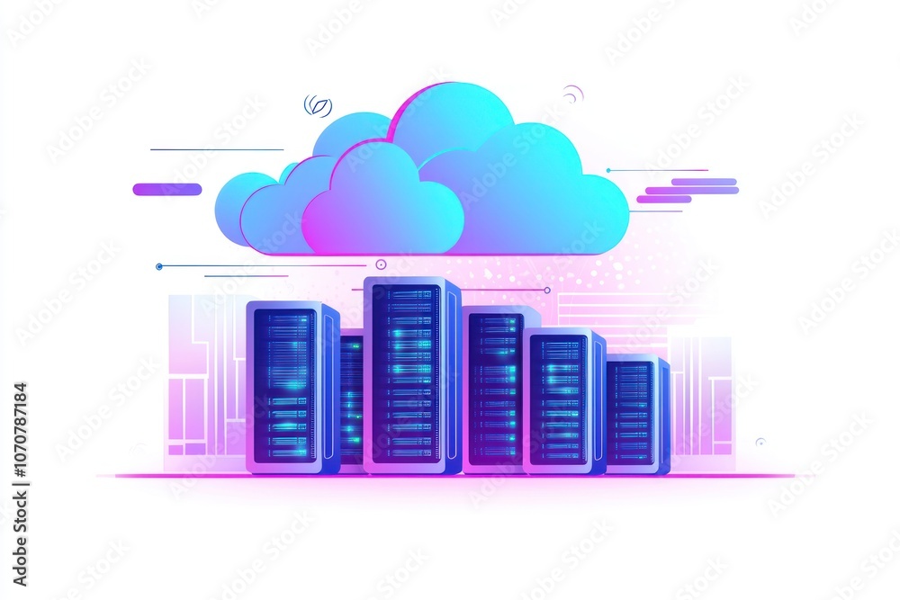Aufkleber cloud computing server illustration with blue and pink gradient