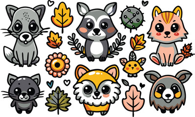 Obraz premium Animals and plants clipart vector