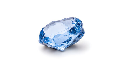 Blue gemstone, diamond, crystal, isolated on white background