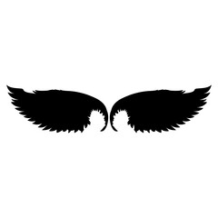 Vector monochrome set of different wings for design black