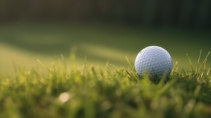 Close-Up of Golf Ball on Grass with Soft Lighting